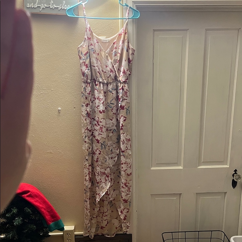 Lush Pink Floral High Low Dress